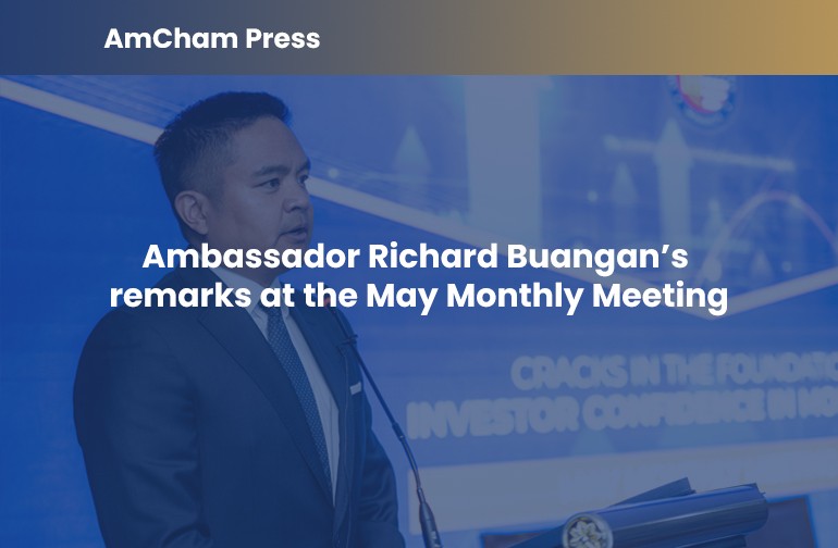 Ambassador Richard Buangan addresses the May Monthly Meeting