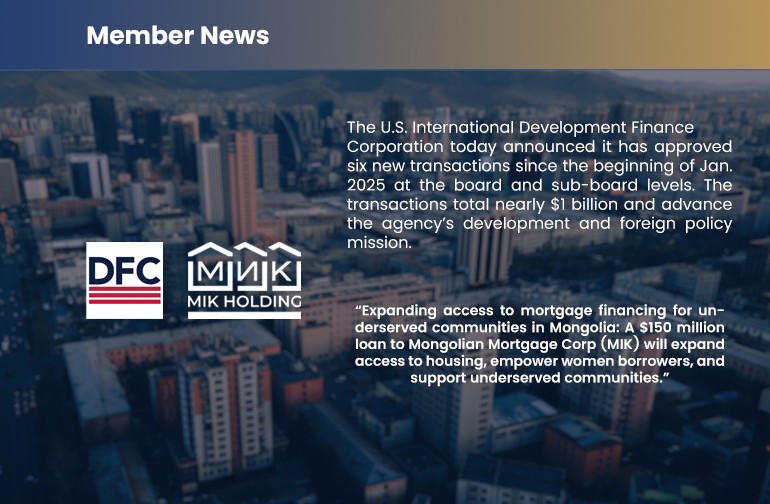 Mongolian Mortgage Corp. to tap $150M  to expand underserved mortage financing access.